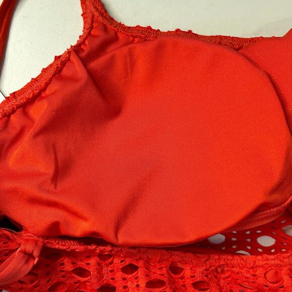 Carmen Marc Valvo Crochet One-Piece Swimsuit Persimmon C21515 Women's 10 NWT - Picture 5 of 12